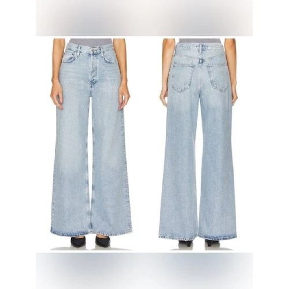 Dame High Rise Wide Leg Jeans Size 31 REVOLVE $225 Light Wash 'Conflict'